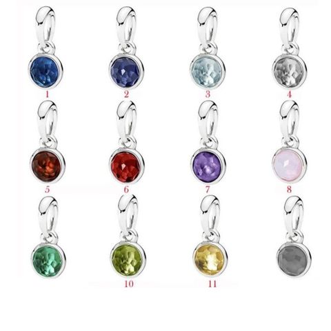 1 Piece 7*13mm Hole Under 1mm Sterling Silver Birthstone Round Polished Pendant