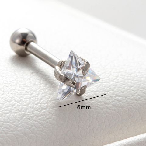 1 Piece Casual French Style Simple Style Triangle Inlay Copper Zircon Earrings Ear Studs
