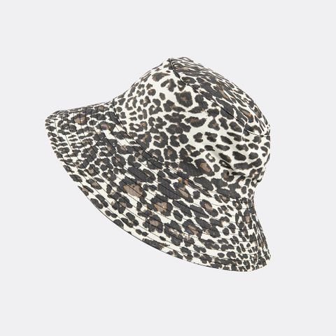 Women's Casual Beach Leopard Flat Eaves Bucket Hat
