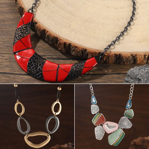 Vintage Style Bohemian Multicolor Copper Zinc Alloy Hollow Out 18K Gold Plated Silver Plated Women's Necklace