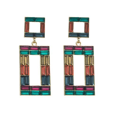 1 Pair Casual Vacation Color Block Inlay Alloy Glass Drop Earrings