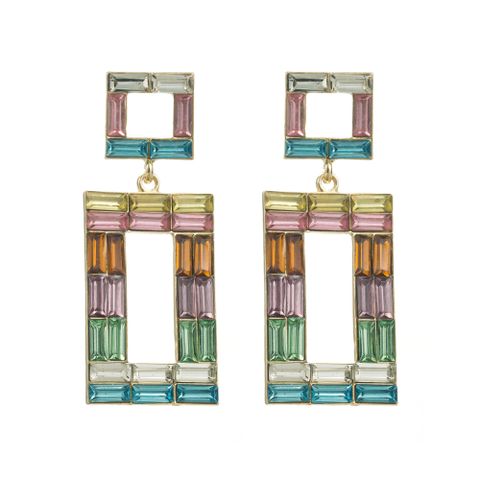 1 Pair Casual Vacation Color Block Inlay Alloy Glass Drop Earrings