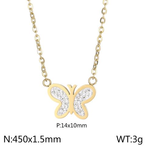 Titanium Steel 18K Gold Plated Elegant Simple Style Butterfly Bow Knot Bracelets Earrings Necklace