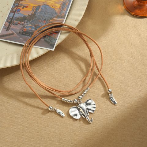 Vintage Style Simple Style Geometric Elephant CCB Alloy Rope Plating Women's Pendant Necklace