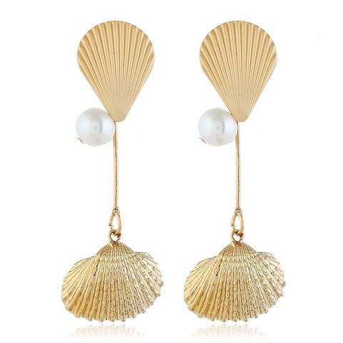 1 Pair Elegant Vacation Simple Style Shell Alloy Gold Plated Drop Earrings