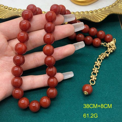 Vintage Style Simple Style Solid Color Agate Beaded Women's Bracelets Necklace