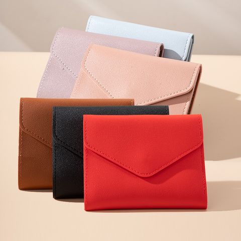 Women's Solid Color PVC Buckle Wallets