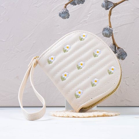 Women's Flower Pu Leather Zipper Wallets