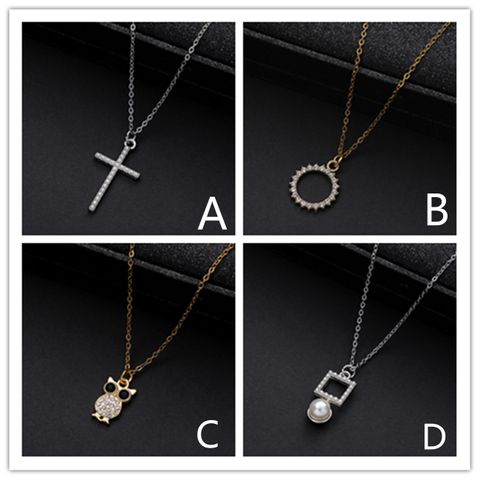 Simple Style Classic Style Letter Zinc Alloy Inlay Zircon Women's Pendant Necklace