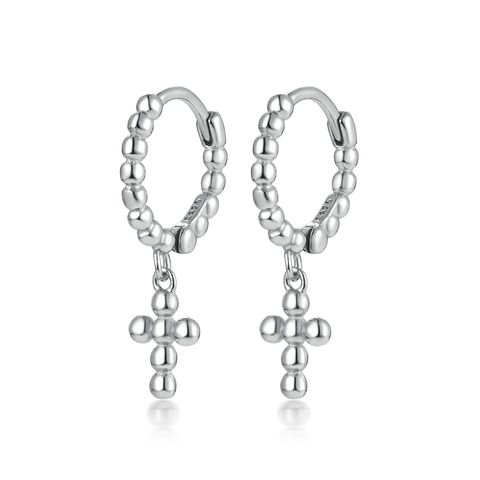 1 Pair Casual Tropical Cross Plating Sterling Silver White Gold Plated Gold Plated Drop Earrings