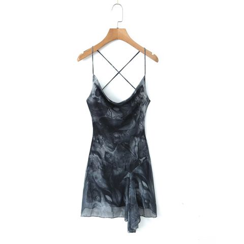 Women's Strap Dress Elegant Strap Pleated Sleeveless Abstract Above Knee Daily
