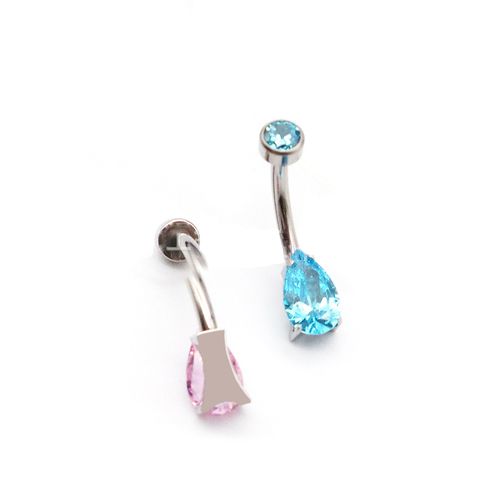 1 Piece Belly Rings Beach Tropical Solid Color Pure Titanium Inlay Zircon Belly Rings