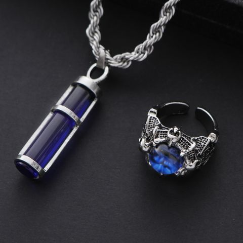 Funny Rock Letter Alloy Inlay Rhinestones Men's Jewelry Set