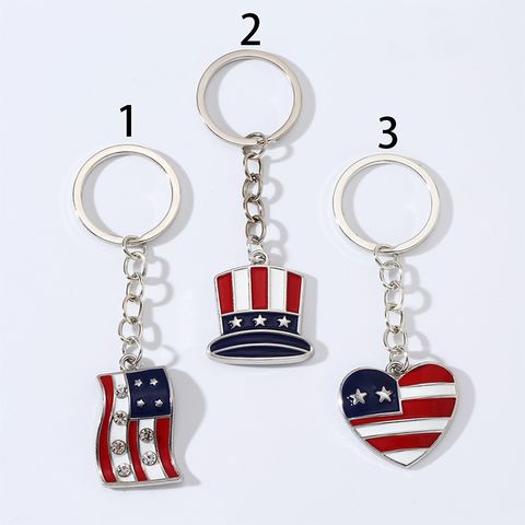 Novelty Modern Style Heart Shape American Flag Alloy Bag Pendant Keychain