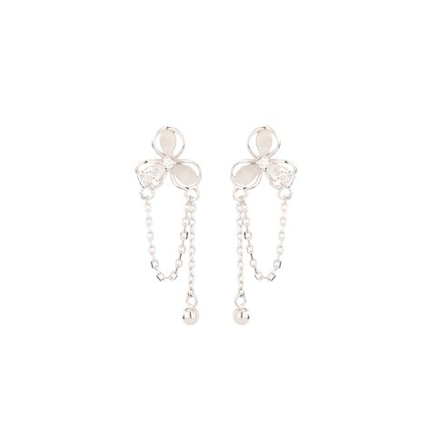 1 Pair Simple Style Classic Style Geometric Plating Inlay Sterling Silver Zircon 14K Gold Plated Drop Earrings