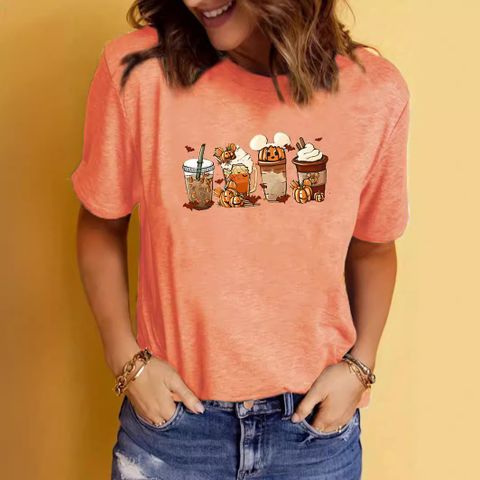 Women's T-shirt Short Sleeve T-Shirts Printing Streetwear Ice Cream Pumpkin