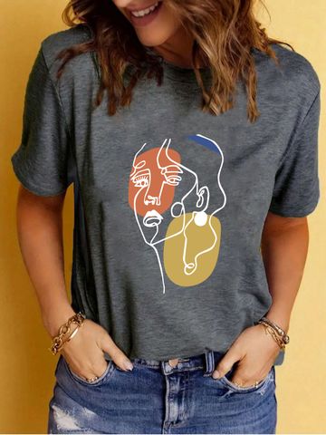 Women's T-shirt Short Sleeve T-Shirts Printing Streetwear Portrait