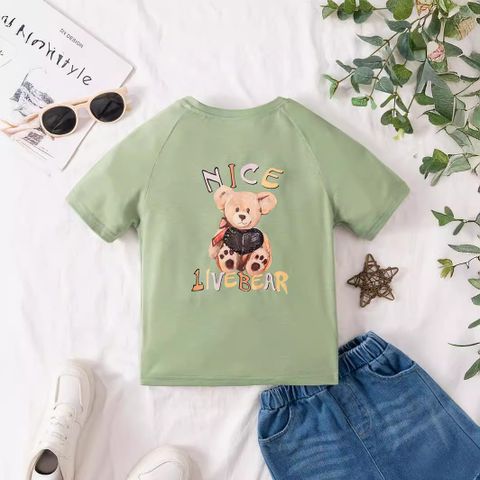 Cute Letter Bear Polyester T-shirts & Shirts