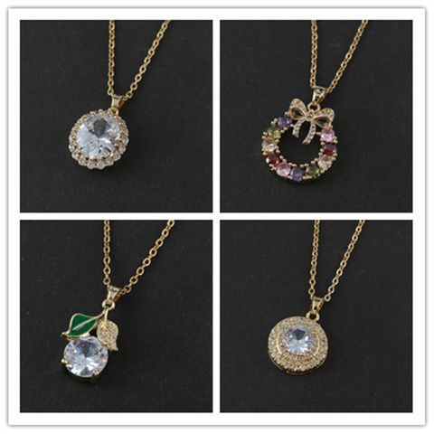 Elegant Basic Classic Style Letter Snowflake Alloy Inlay Zircon Women's Pendant Necklace