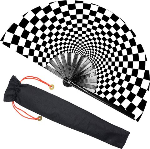 Large Size 33cm Bamboo Bone Fan With Black Flannel Bag