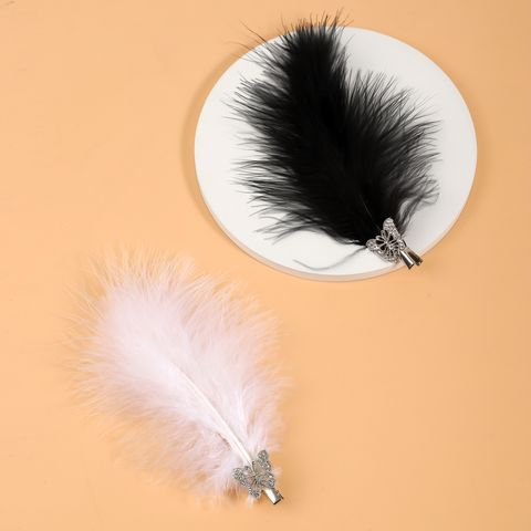 Women's Fairy Style Lady Artistic Feather Butterfly Alloy Feather Hair Clip