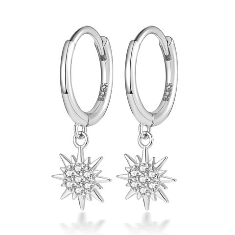 1 Pair Simple Style Roman Style British Style Star Inlay Sterling Silver Zircon White Gold Plated Gold Plated Drop Earrings