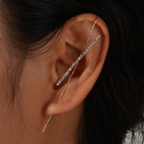 1 Piece IG Style Elegant Cool Style Geometric Lines Rectangle Inlay Alloy Rhinestones Ear Studs