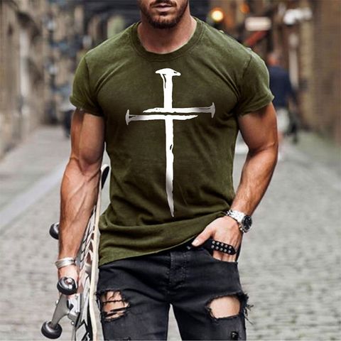 Men's Cross Printing T-shirt Men's Clothing