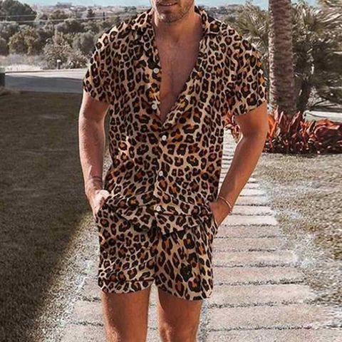 Hombres Leopardo Conjuntos De Pantalones Ropa Hombre