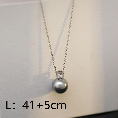 Simple Style Classic Style Commute Ball Freshwater Pearl Copper Plating Women's Pendant Necklace