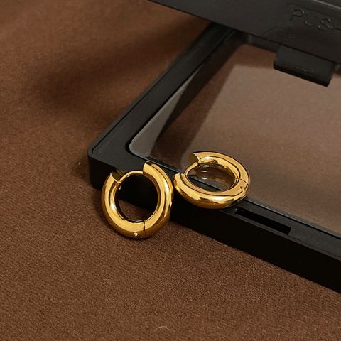 1 Pair Fashion Geometric Polishing Plating Titanium Steel 18K Gold Plated Earrings