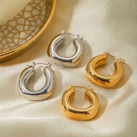 1 Pair IG Style Simple Style U Shape Solid Color 304 Stainless Steel 16K Gold Plated Earrings