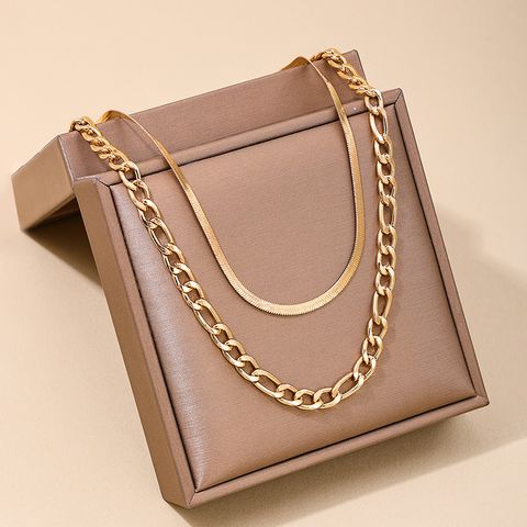 Wholesale Jewelry Simple Style Solid Color Alloy Layered Double Layer Necklaces