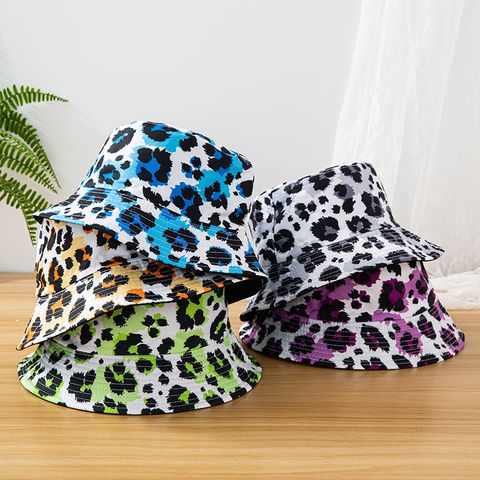 Unisex Casual Vacation Leopard Printing Flat Eaves Bucket Hat