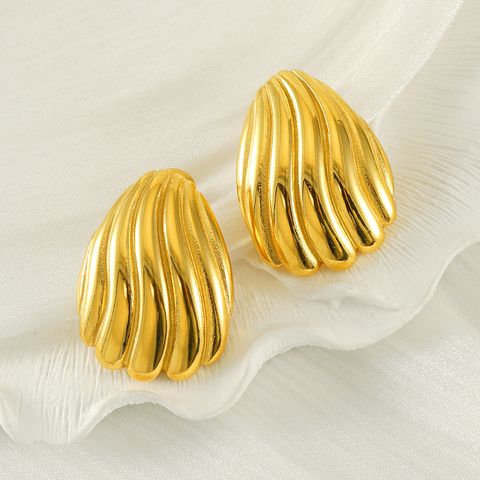 1 Pair Vintage Style Simple Style Scallop 304 Stainless Steel Titanium Steel 18K Gold Plated Ear Studs