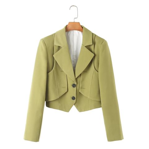 Women's Long Sleeve Blazers Pocket Vintage Style Solid Color