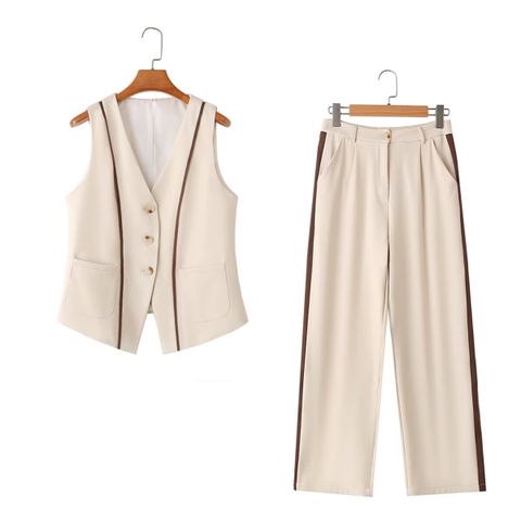 Daily Women's British Style Solid Color Polyester Pants Sets Pants Sets