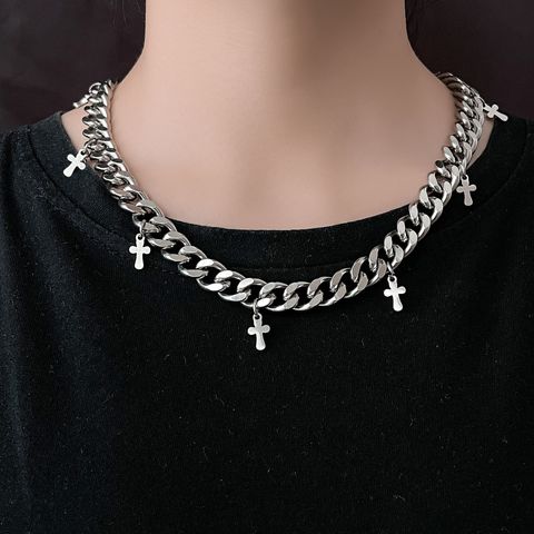 Hip-Hop Cool Style Cross Titanium Steel Unisex Necklace 1 Piece