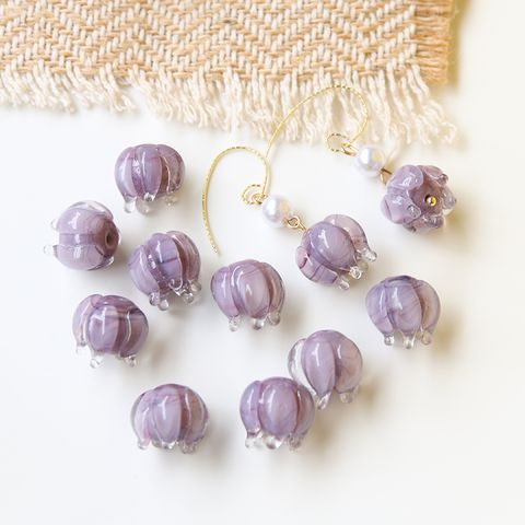 Japanese Temperament Purple Colored Glaze Bud Perforated Beads Accessories Diy Handmade Earrings Headdress Necklace Material Wholesale