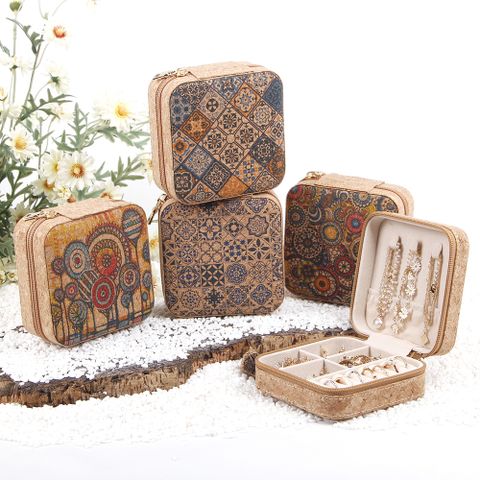 Ethnic Style Multicolor Wood Jewelry Boxes 1 Piece