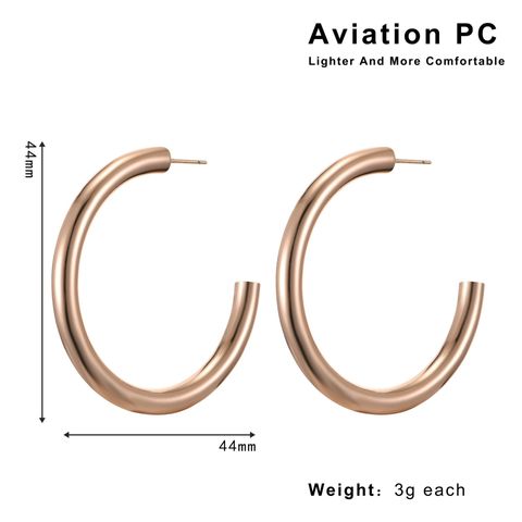 1 Pair IG Style Elegant Modern Style Circle Aviation Pc 18K Gold Plated Hoop Earrings