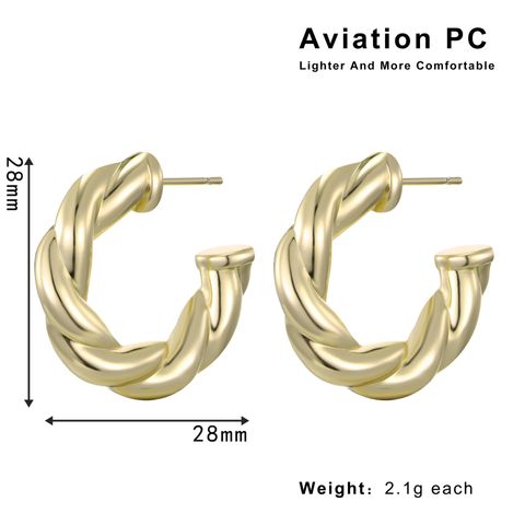 1 Pair Casual Lady Modern Style Circle Aviation Pc 14K Gold Plated Hoop Earrings