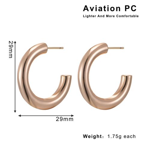 1 Pair Elegant Lady Modern Style Circle Aviation Pc 18K Gold Plated Hoop Earrings