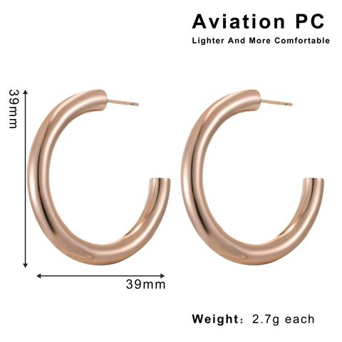 1 Pair Fairy Style Casual Elegant Circle Aviation Pc 18K Gold Plated Hoop Earrings