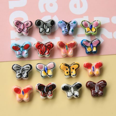 Ins Korean Cute Contrasting Color Mini Butterfly Diy Ceramic Accessories Earrings Hair Accessories Phone Case Material Wholesale
