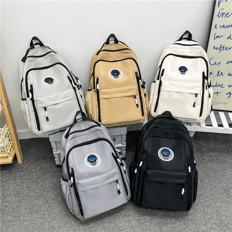 Unisex Solid Color Nylon Zipper Fashion Backpack School Backpack