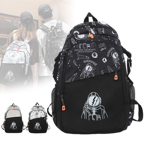 Unisex Geometric Nylon Zipper Fashion Backpack School Backpack