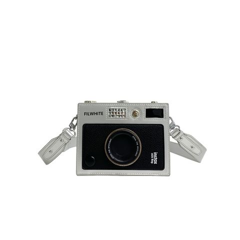 Unisex Small Pu Leather Camera Streetwear Square Lock Clasp Camera Bag
