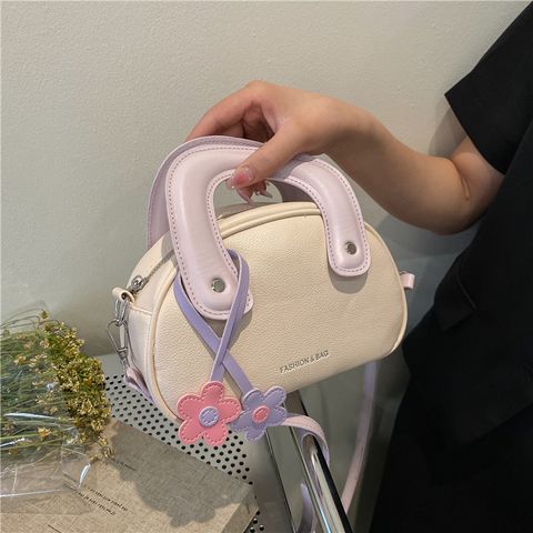 Women's Small Pu Leather Flower Cute Zipper Handbag