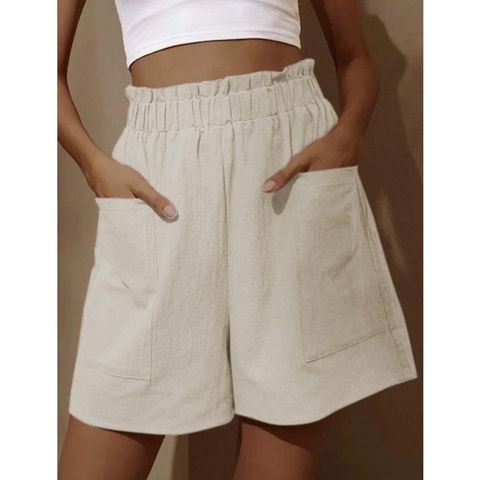 Women's Daily Simple Style Solid Color Knee Length Pleated Casual Pants Wide Leg Pants